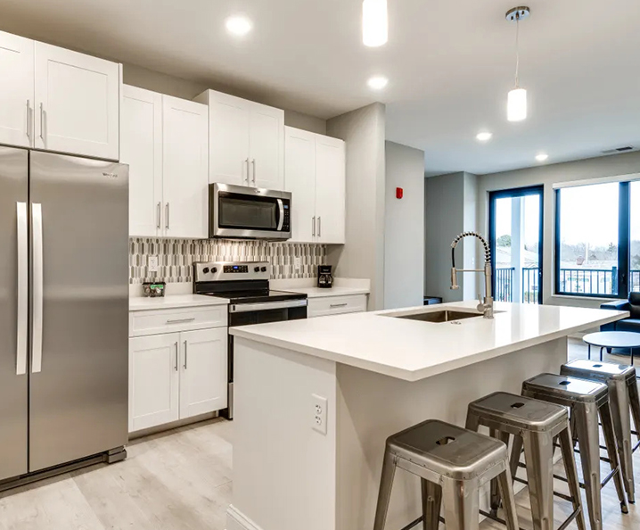 Furnished apartment kitchen